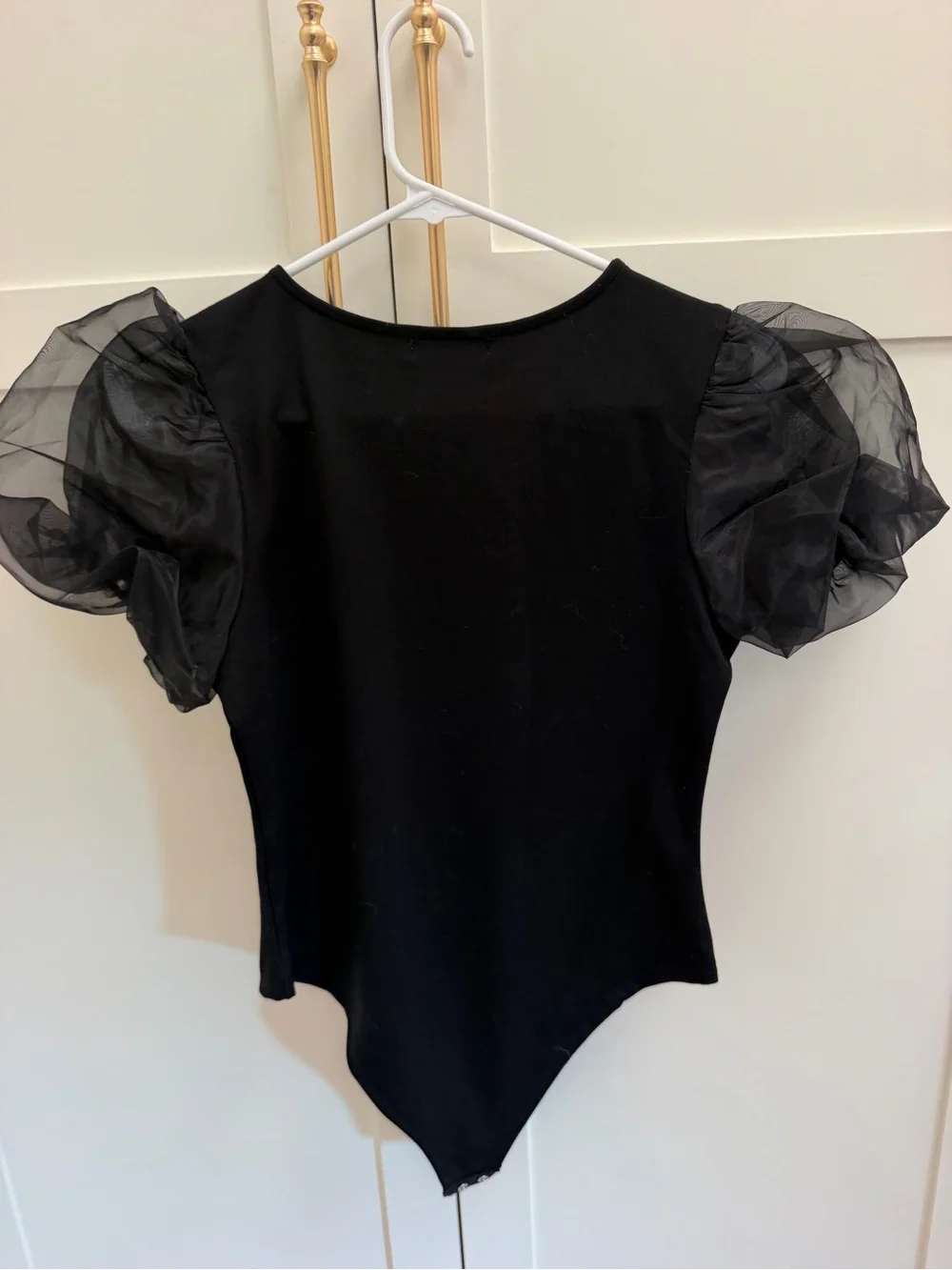 GB girls Black Puff-Sleeve One-Piece Bodysuit